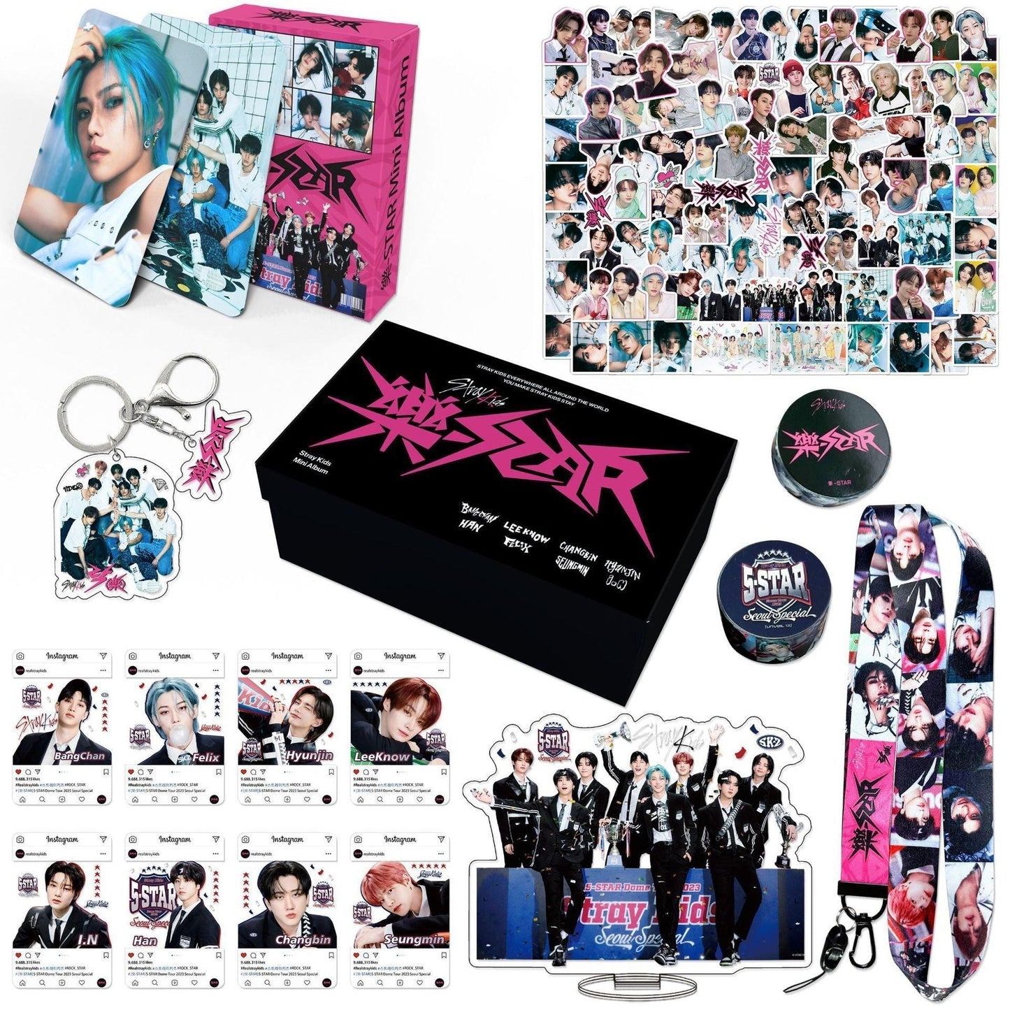 STRAY KIDS ROCK STAR/樂-STAR KIT MIT 164 TEILEN (GESCHENKBOX MIT VERSCHIEDENEN ARTIKELN!✨)