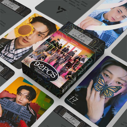 SEVENTEEN MERCH 17 Ist Hier 92 TEILE KIT (60 FOTOKARTEN + 32 STICKER)