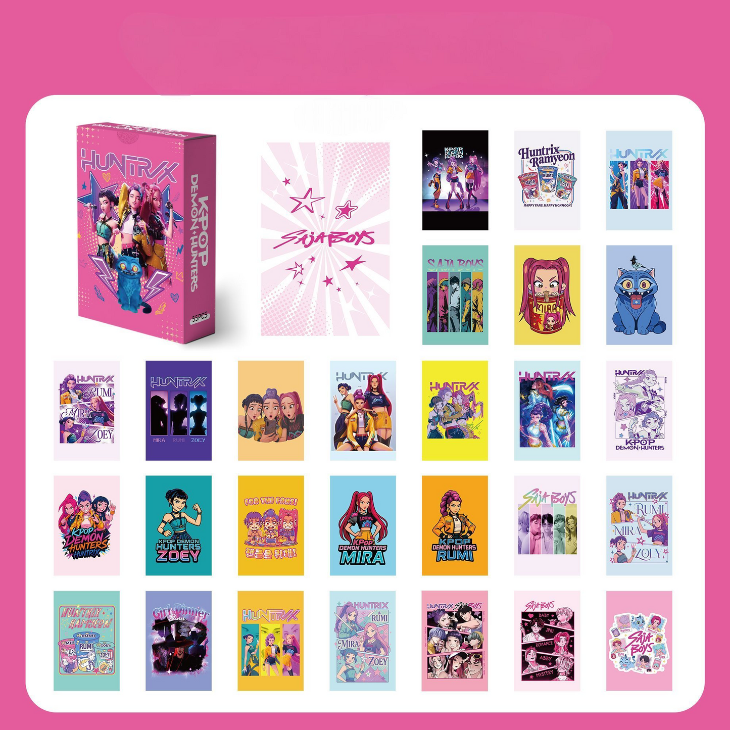 KPOP DEMON HUNTERS HUNTR/X SAJA BOYS FOTOKARTEN 55 STÜCK