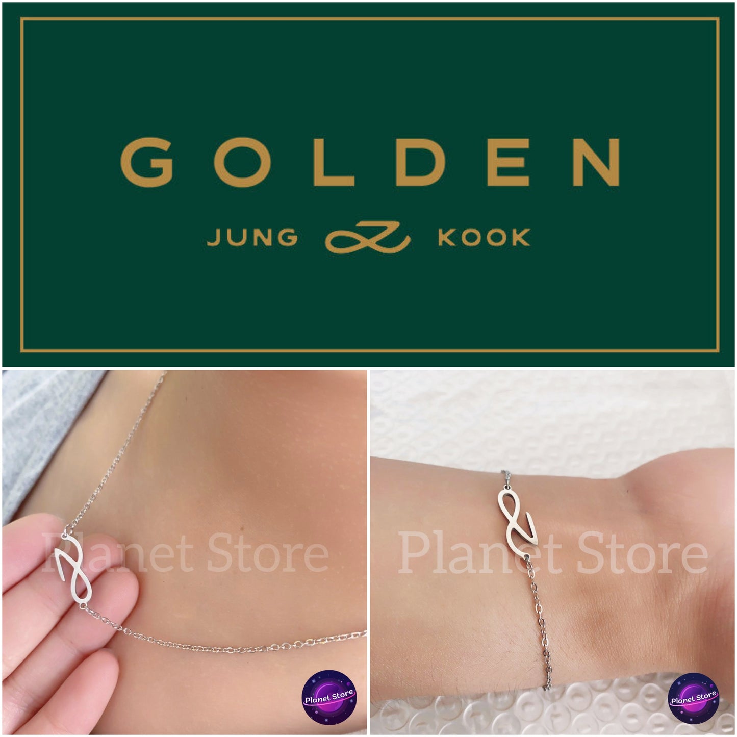 JUNGKOOK GOLDENE HALSKETTE / ARMBAND AUS EDELSTAHL