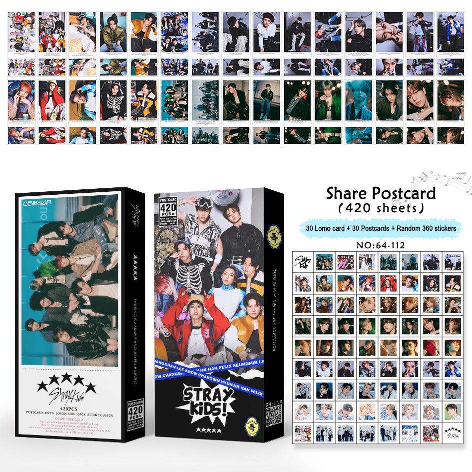 FOTOKARTEN STRAY KIDS 420 STÜCK (30 FOTOKARTEN + 30 POSTKARTEN + 360 STICKER)