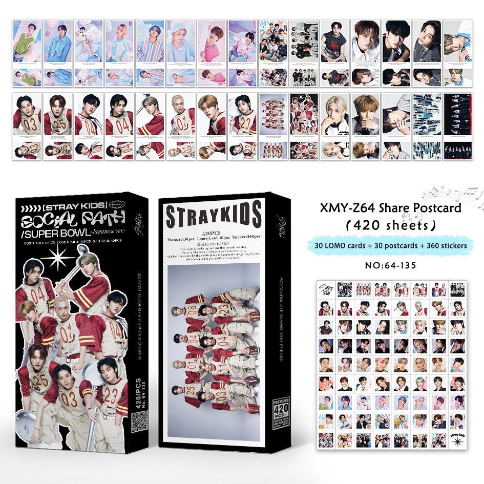 FOTOKARTEN STRAY KIDS 420 STÜCK (30 FOTOKARTEN + 30 POSTKARTEN + 360 STICKER)